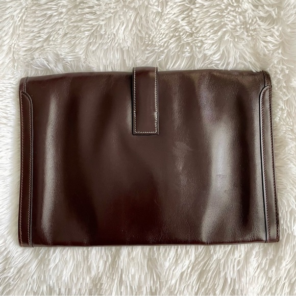 Auth Vtg Hermes Box Jige 29 Clutch Handbag Purse Minimalist Luxury Classic Gift - Picture 7 of 15
